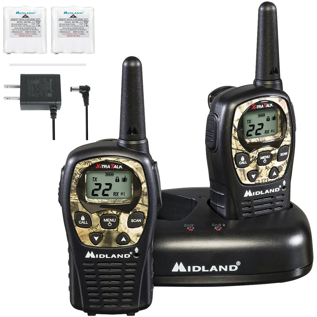 Midland LXT535VP3 Walkie Talkie Radio Set with Rechargeable Batteries and AC Adapter
