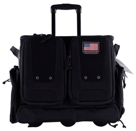 GPS T2112ROBB Tactical Rolling Black Range Bag 1000D Nylon Teflon Holds 10 Handguns with ATV Wheels