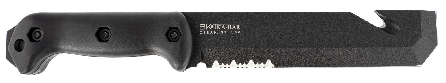 Ka-Bar BK3 Becker Tac Tool 7" Fixed Chisel Blade, Wire Cutter, Part Serrated 1095 Cro-Van, Black Ultramid, Sheath