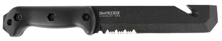 Ka-Bar BK3 Becker Tac Tool 7" Fixed Chisel Blade, Wire Cutter, Part Serrated 1095 Cro-Van, Black Ultramid, Sheath