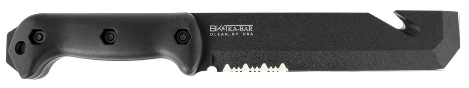 Ka-Bar BK3 Becker Tac Tool 7" Fixed Chisel Blade, Wire Cutter, Part Serrated 1095 Cro-Van, Black Ultramid, Sheath
