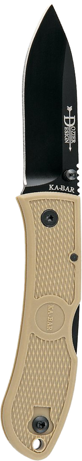 Ka-Bar 4062CB Dozier Hunter 3" Folding Knife, Plain Black AUS-8A Stainless Drop Point, Coyote Brown Zytel Handle