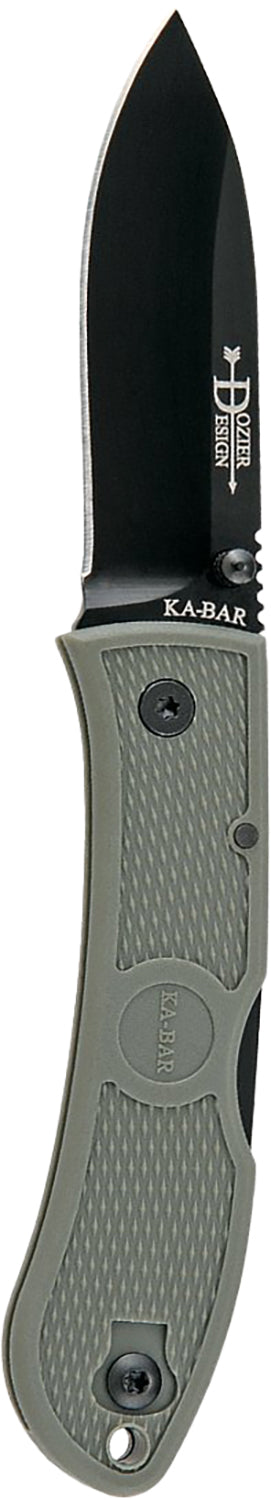 Ka-Bar 4062FG Dozier Hunter 3" Folding Knife, Plain Japanese AUS-8A Stainless Drop Point, Foliage Green Zytel Handle