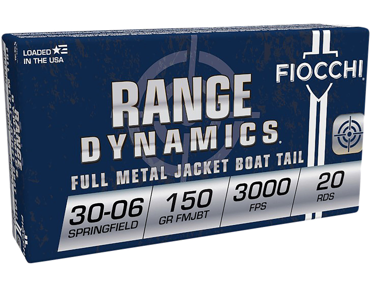 Fiocchi Range Dynamics Full Metal Jacket Boat Tail 150 Grain .30-06 Springfield 3000 fps 762344706184