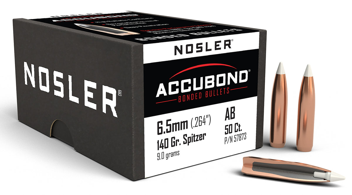 Nosler 57873 AccuBond 6.5 Creedmoor 140 Grain Bonded Spitzer Bullets 50/Box