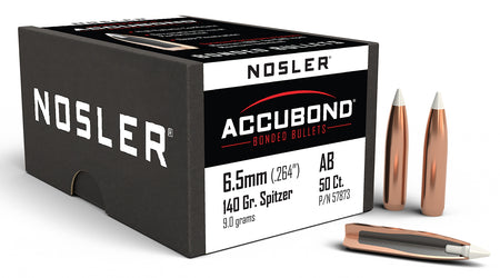 Nosler 57873 AccuBond 6.5 Creedmoor 140 Grain Bonded Spitzer Bullets 50/Box