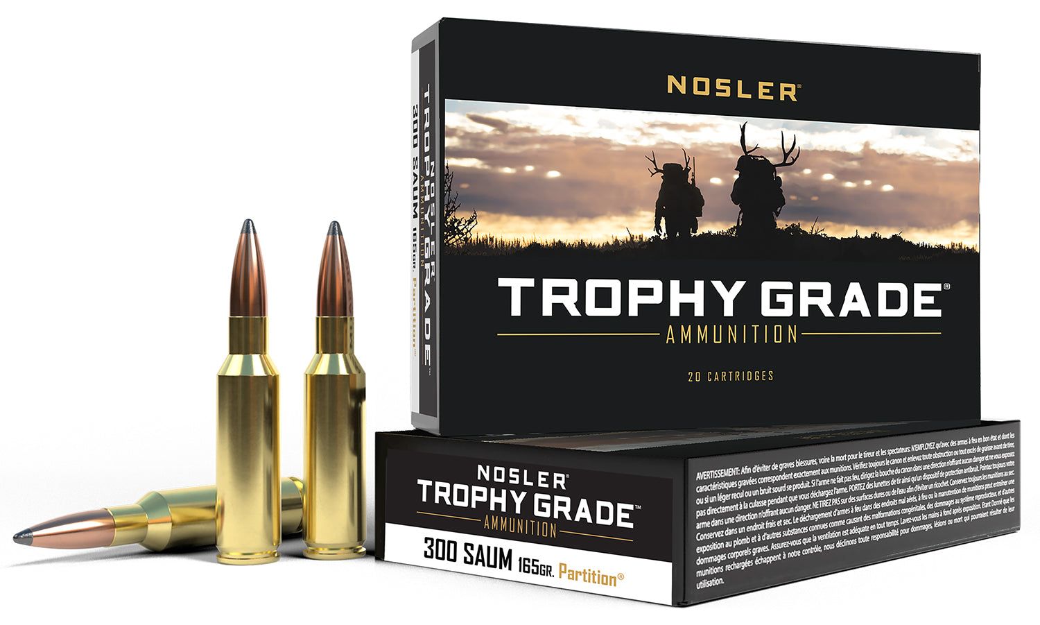 Nosler .300 Rem SAUM Trophy Grade 165 grain Nosler Spitzer Partition ammunition