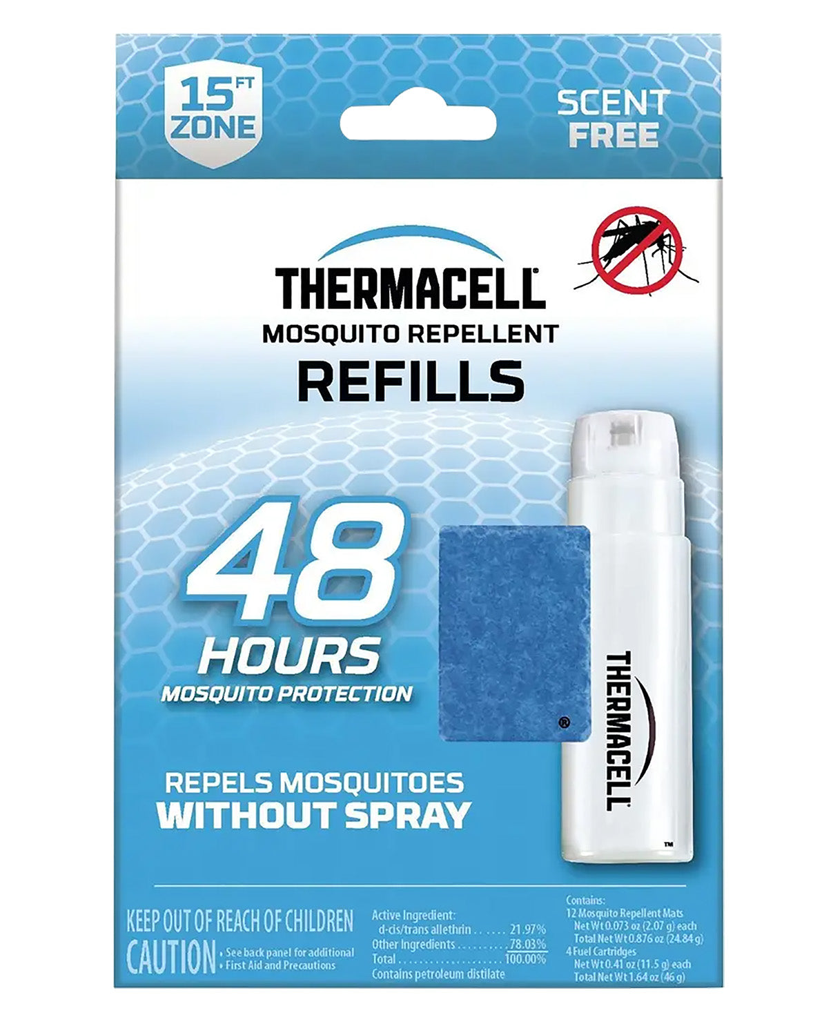 Thermacell R4 Original Mosquito Repellent Refills 15 ft Zone 12 Mats and 4 Fuel Cartridges 48 Hours