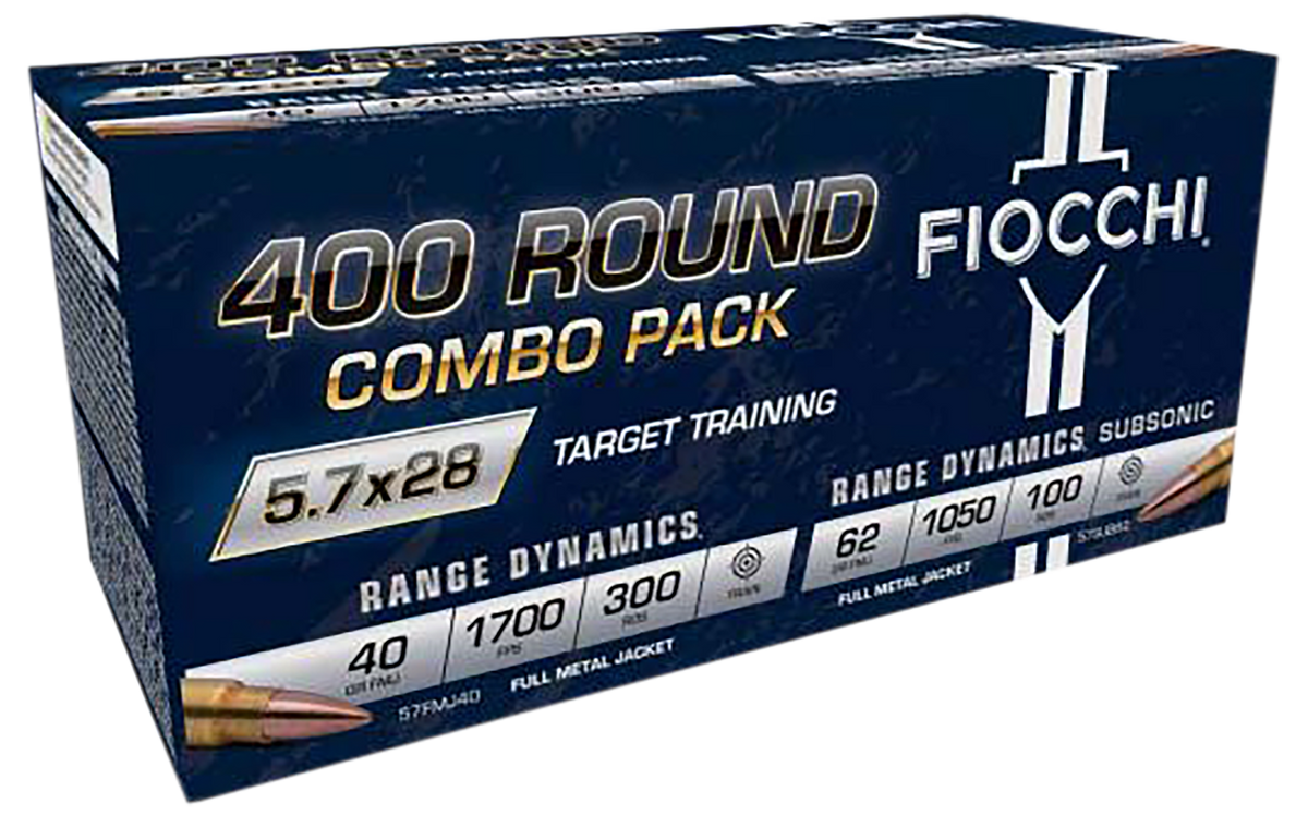 Fiocchi 5.7x28mm FN 57COMSUB Target Training Combo Pack Full Metal Jacket FMJ 40 Grain