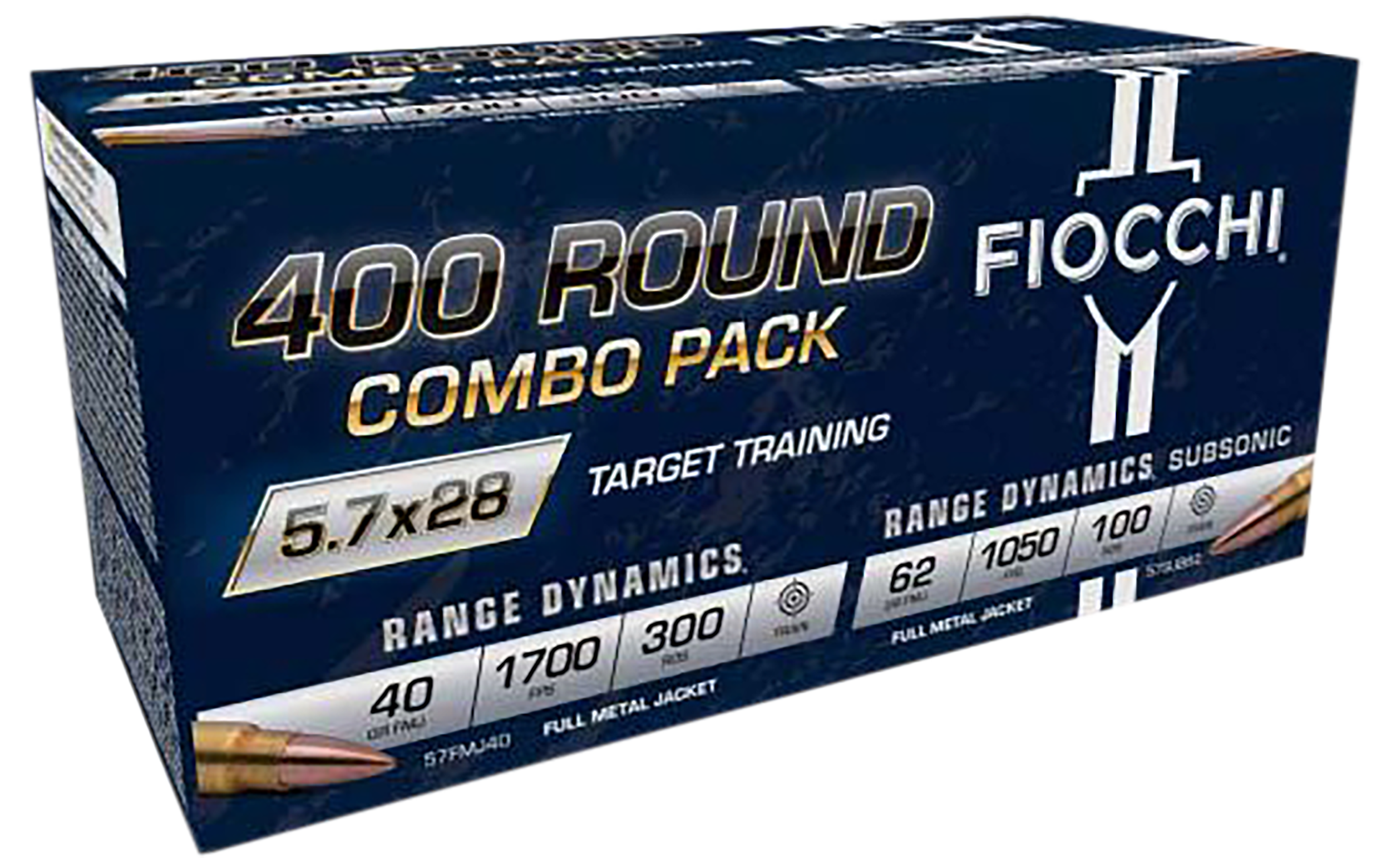 Fiocchi 5.7x28mm FN 57COMSUB Target Training Combo Pack Full Metal Jacket FMJ 40 Grain
