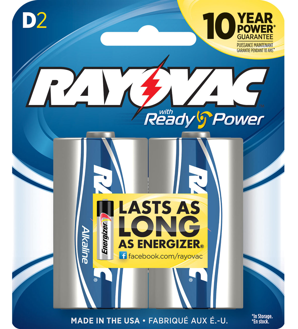 Rayovac 8132F D Alkaline Batteries 12000mAh 1.5V Pack of 2