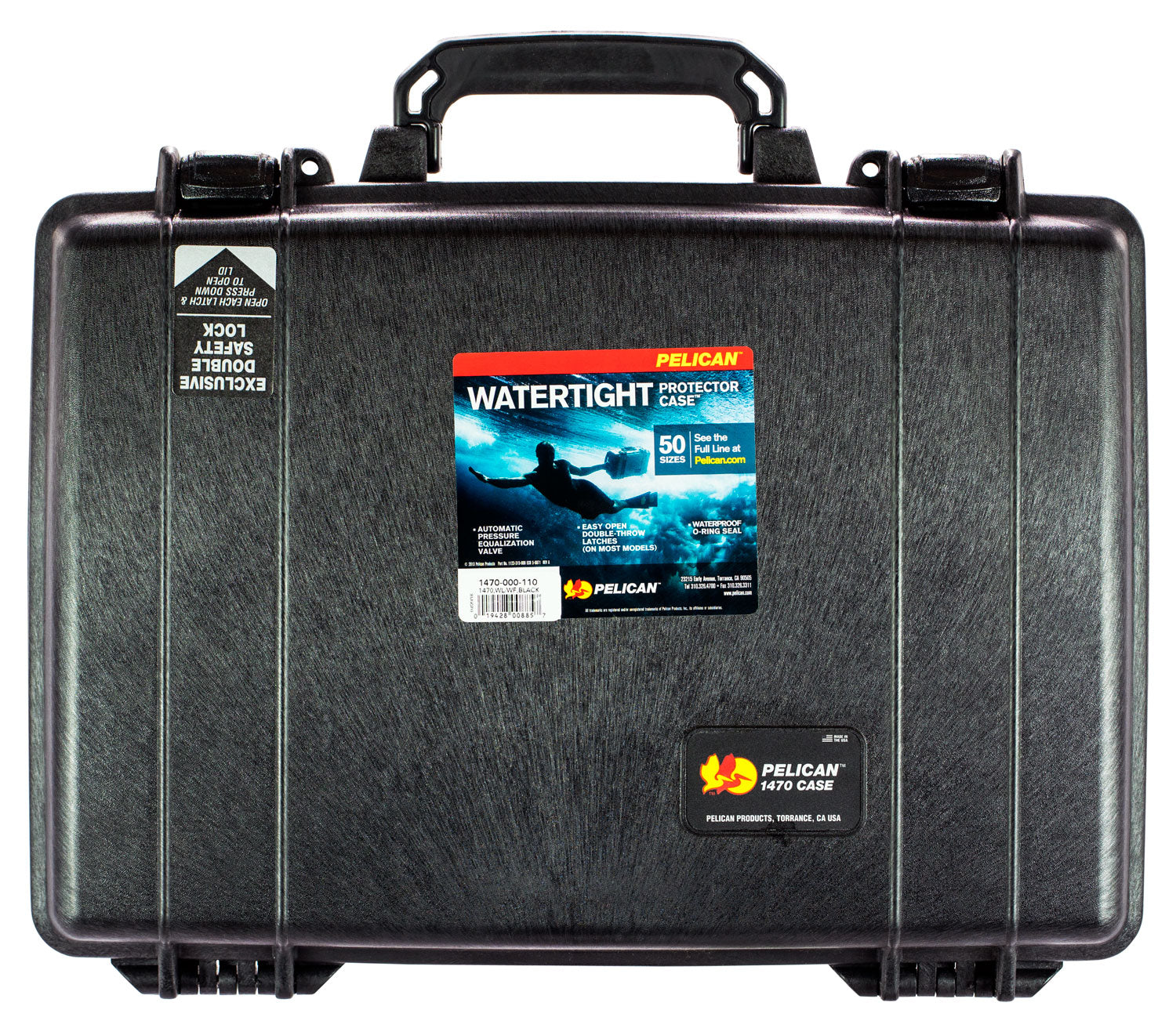 Pelican 1470000110 Black Polymer Laptop Protective Case 16" Interior USA Made