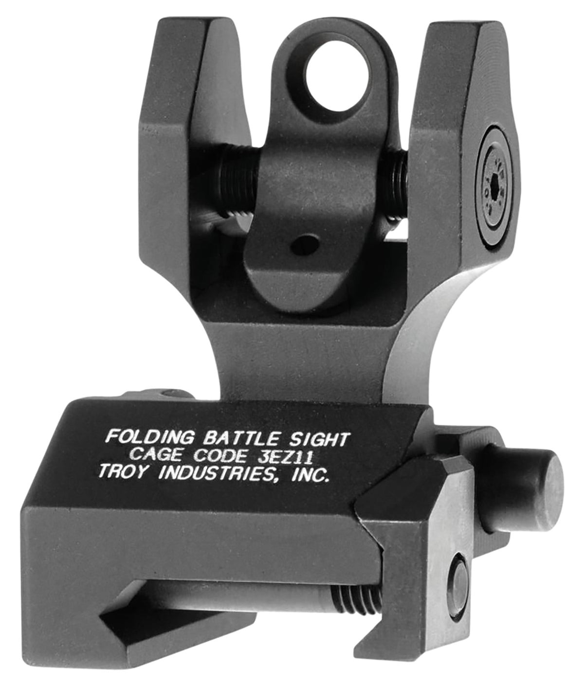 Troy Industries Rear Folding BattleSight Round Black Hardcoat Anodized BUIS for AR-15