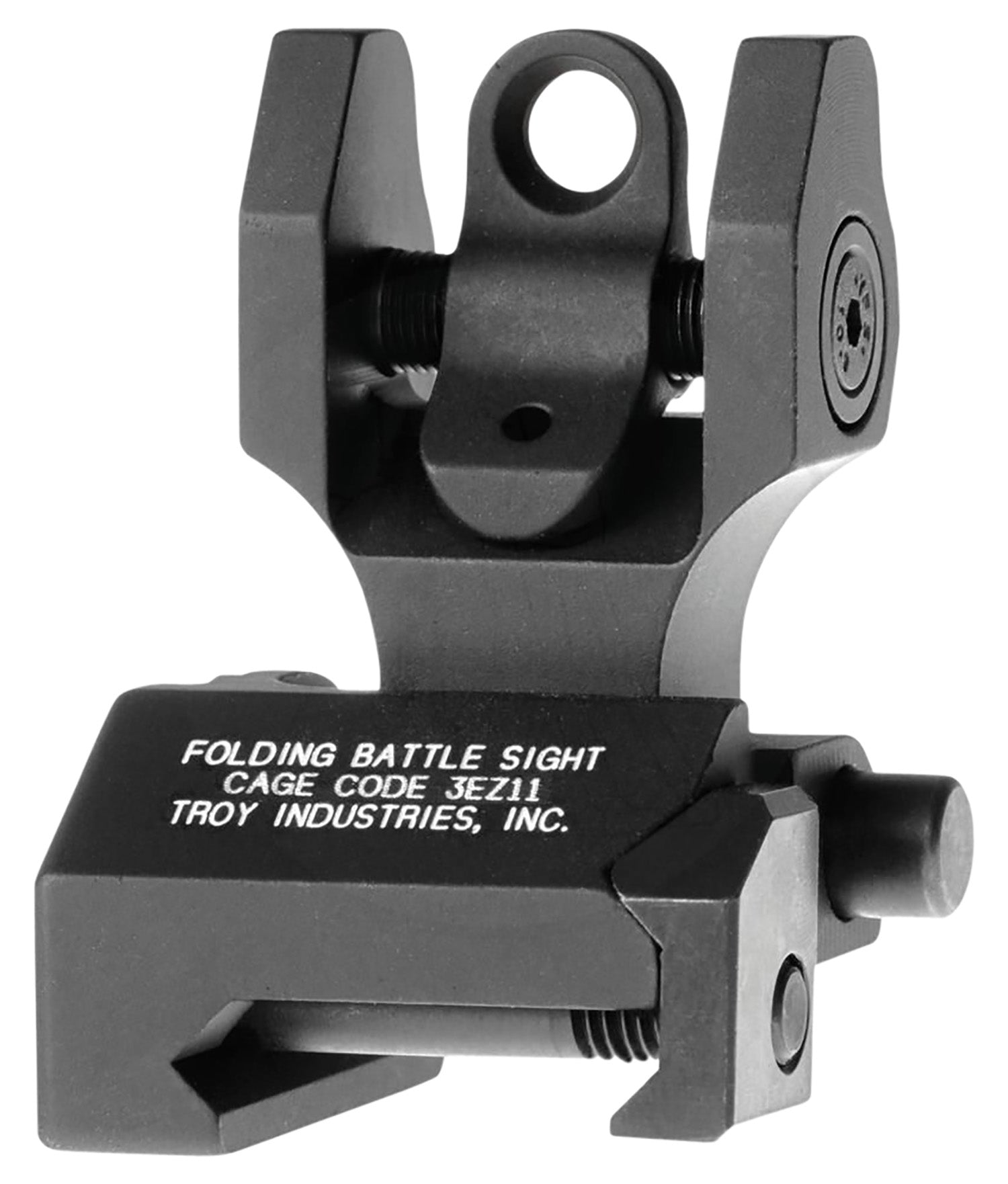 Troy Industries Rear Folding BattleSight Round Black Hardcoat Anodized BUIS for AR-15