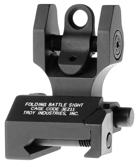 Troy Industries Rear Folding BattleSight Round Black Hardcoat Anodized BUIS for AR-15