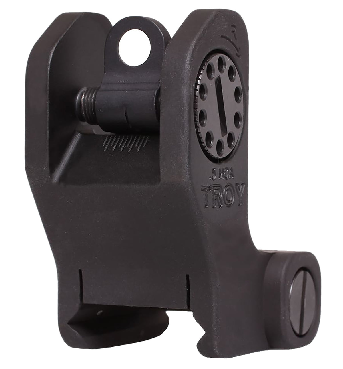 Troy Industries Rear Fixed BattleSight Round Black Hardcoat Anodized for AR-15 and AR-10