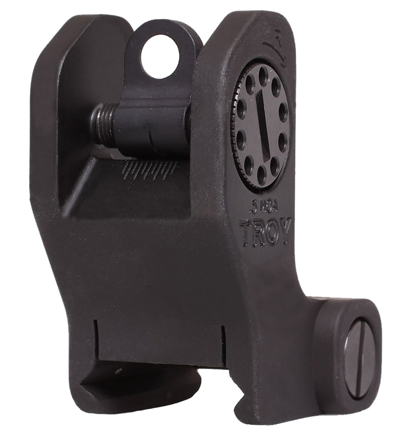 Troy Industries Rear Fixed BattleSight Round Black Hardcoat Anodized for AR-15 and AR-10