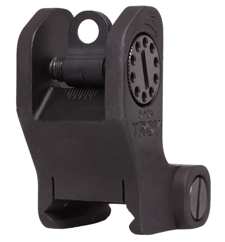 Troy Industries Rear Fixed BattleSight Round Black Hardcoat Anodized for AR-15 and AR-10