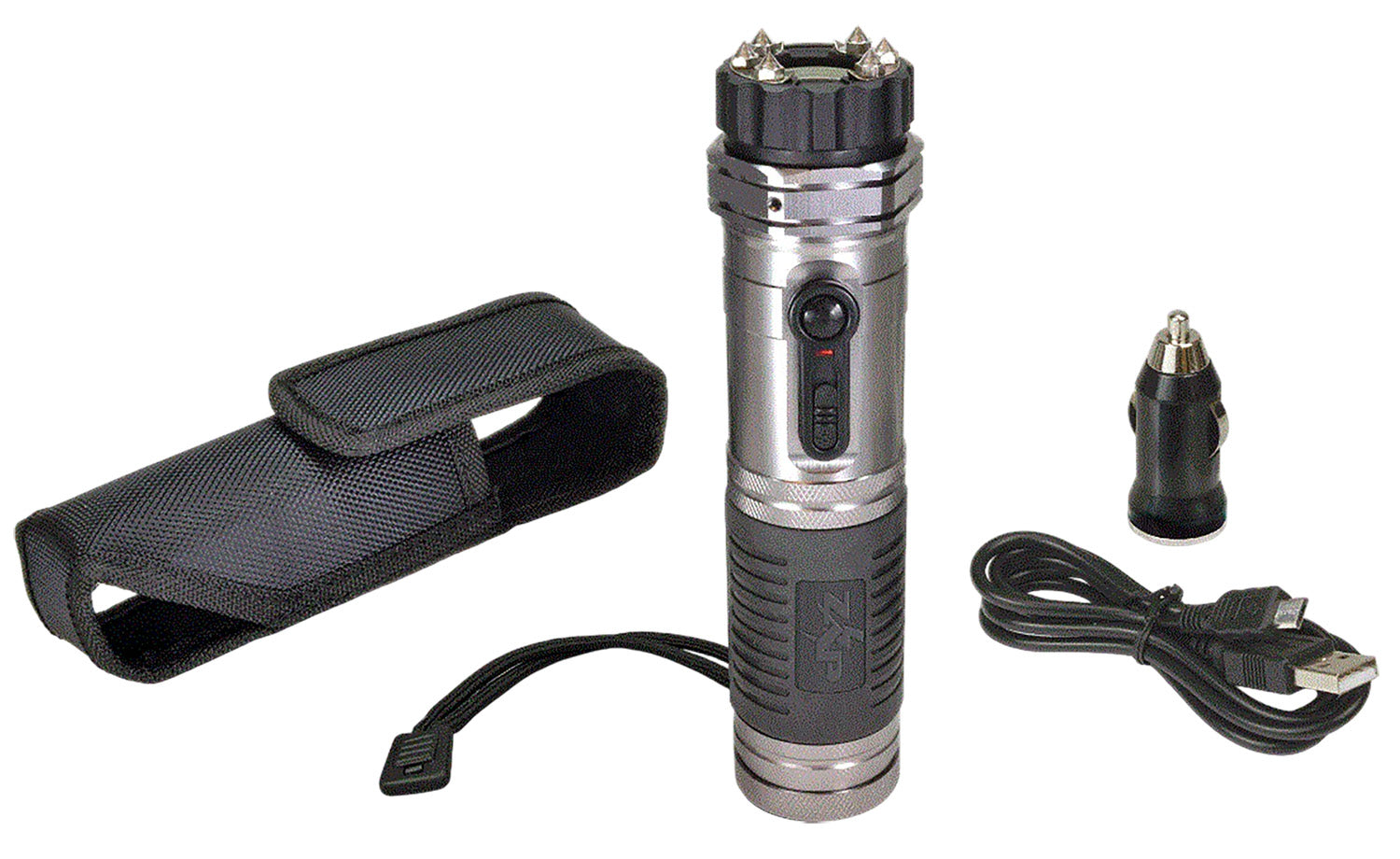 Zap ZAPL Zap Light Stun Gun Flashlight 1M Volt Silver Rechargeable