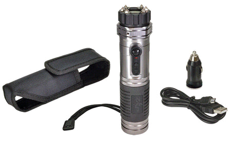 Zap ZAPL Zap Light Stun Gun Flashlight 1M Volt Silver Rechargeable
