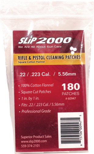 Slip 2000 .22 Caliber 100% Cotton Cleaning Patches 180 Pack
