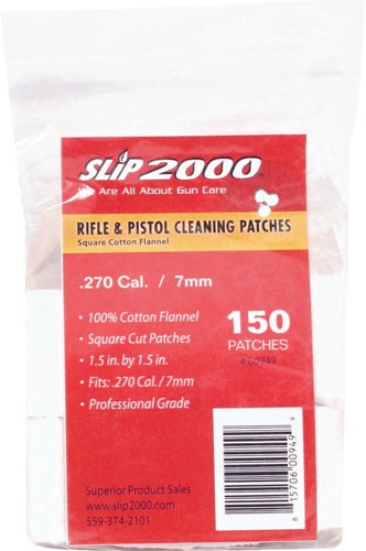 Slip 2000 .270 Cal/7mm 100% Cotton Cleaning Patches 150 Pack
