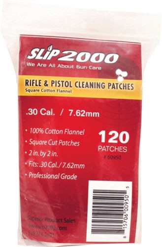 Slip 2000 .30 Caliber/7.62mm 100% Cotton Cleaning Patches 120 Pack