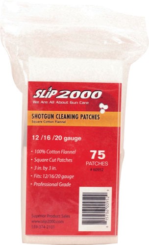 Slip 2000 Shotgun Bore Cleaning Patches 3" Square 75 Pack – 12/16/20 Ga