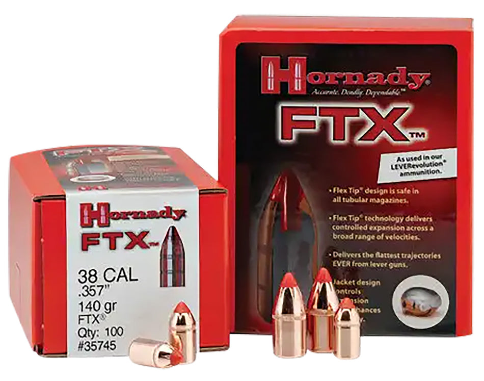 Hornady 45218 FTX .452 Diameter 225 gr Pistol Bullet 100/Box