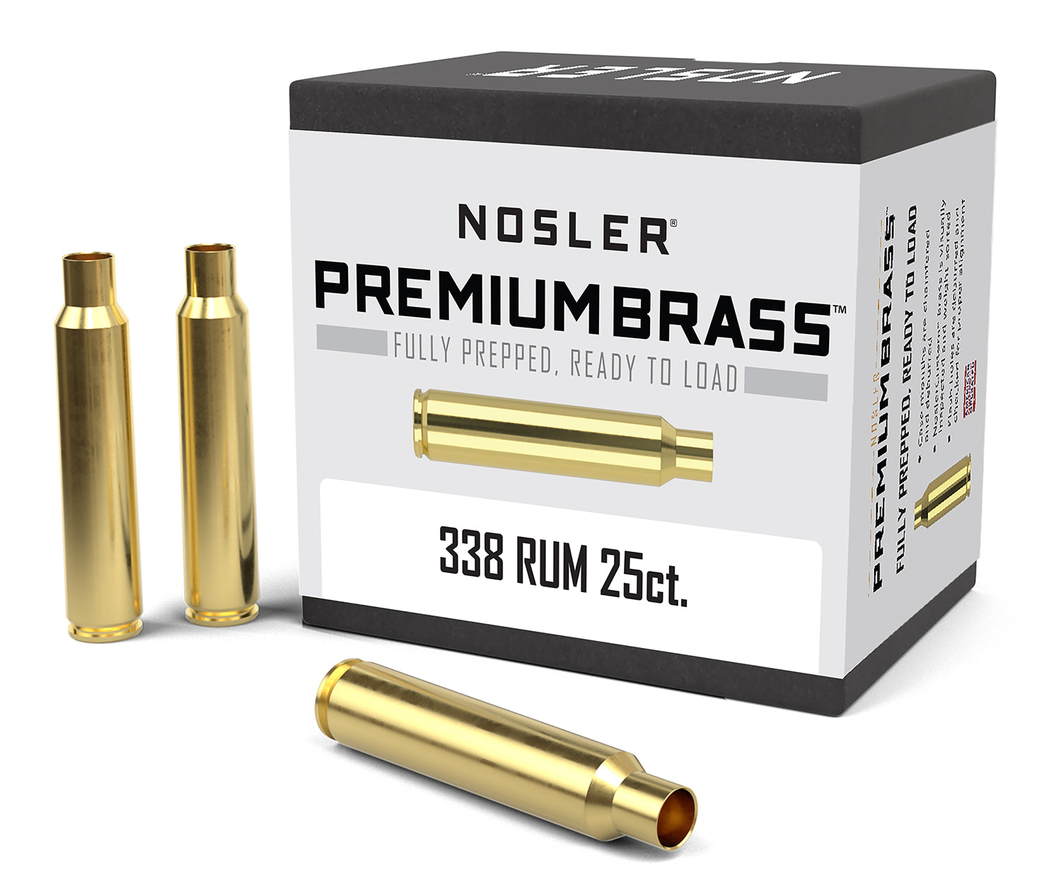 Nosler 11912 Unprimed Premium Brass Cases 338 Remington Ultra Mag 25/Box