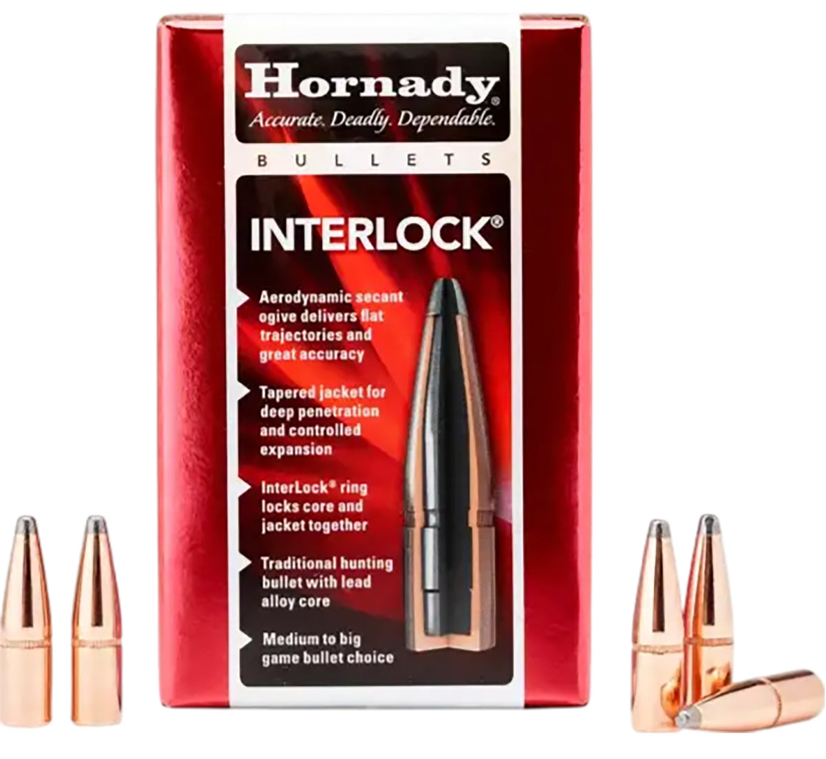 Hornady 3090 InterLock .308 Diameter 220 gr RN Bullet 100/Box