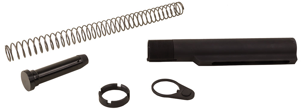 Advanced Technology AR-15 Commercial Buffer Tube Assembly 6061-T6 Aluminum Black Anodized with Slanted Back and Buffer Spring