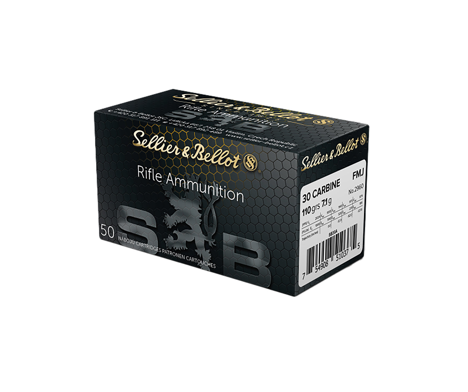 Sellier and Bellot .30 Carbine  110 grain Full Metal Jacket ammunition