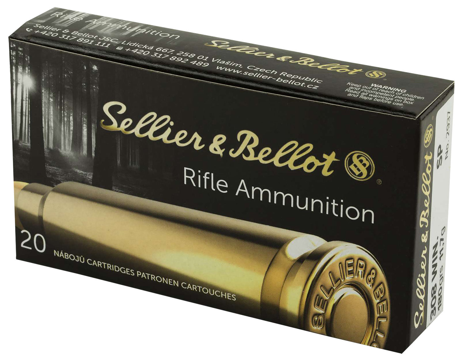 Sellier & Bellot (S&B)  Soft Point 180 Grain .308 Win / 7.62x51mm 2454 fps 754908510429