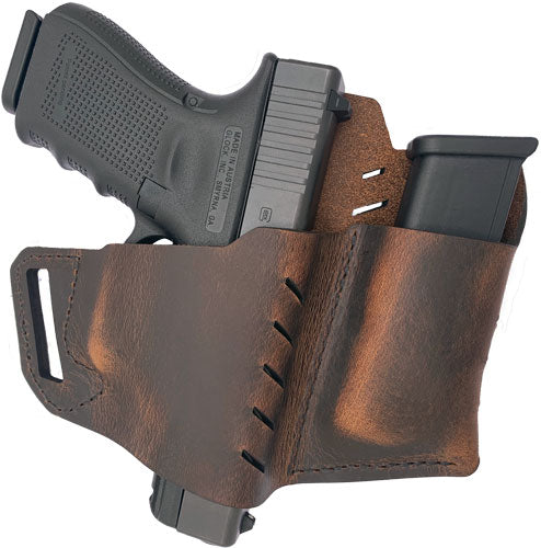 Versacarry Commander Right-Hand OWB Holster FlexVent Mag Pouch Distressed Brown Size 2