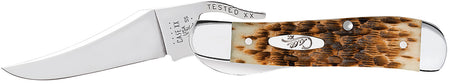 Case 02606 RussLock Folding Pocket Knife 2.70" Clip Plain Mirror Polished SS Blade Amber Bone Handle
