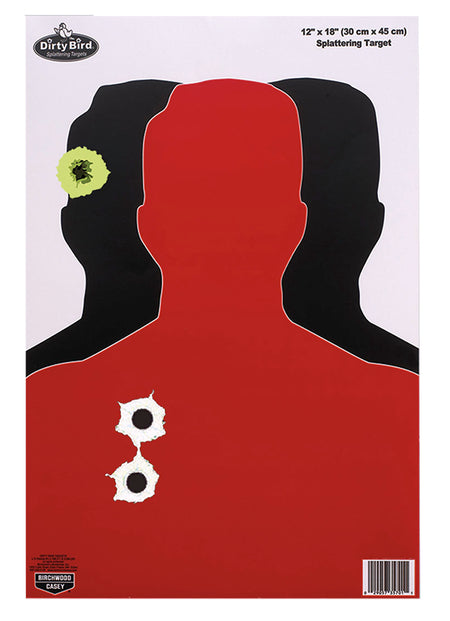 Birchwood Casey Dirty Bird Pistol Silhouette Tagboard Hanging Target 12"x18" White Splatter 8 Pack
