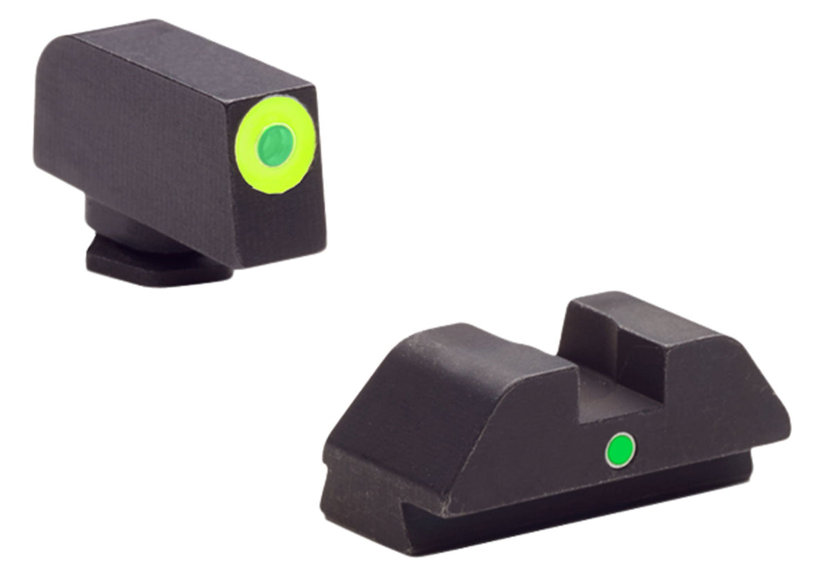 AmeriGlo GL305 i-Dot Tritium Sight Set Glock 42/43/43X/48 - Green LumiGreen Outline Front