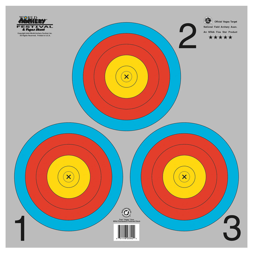 Maple Leaf Vegas 3-Spot Archery Target Face with Gray Background 100 Pack