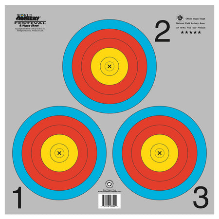 Maple Leaf Vegas 3-Spot Archery Target Face with Gray Background 100 Pack