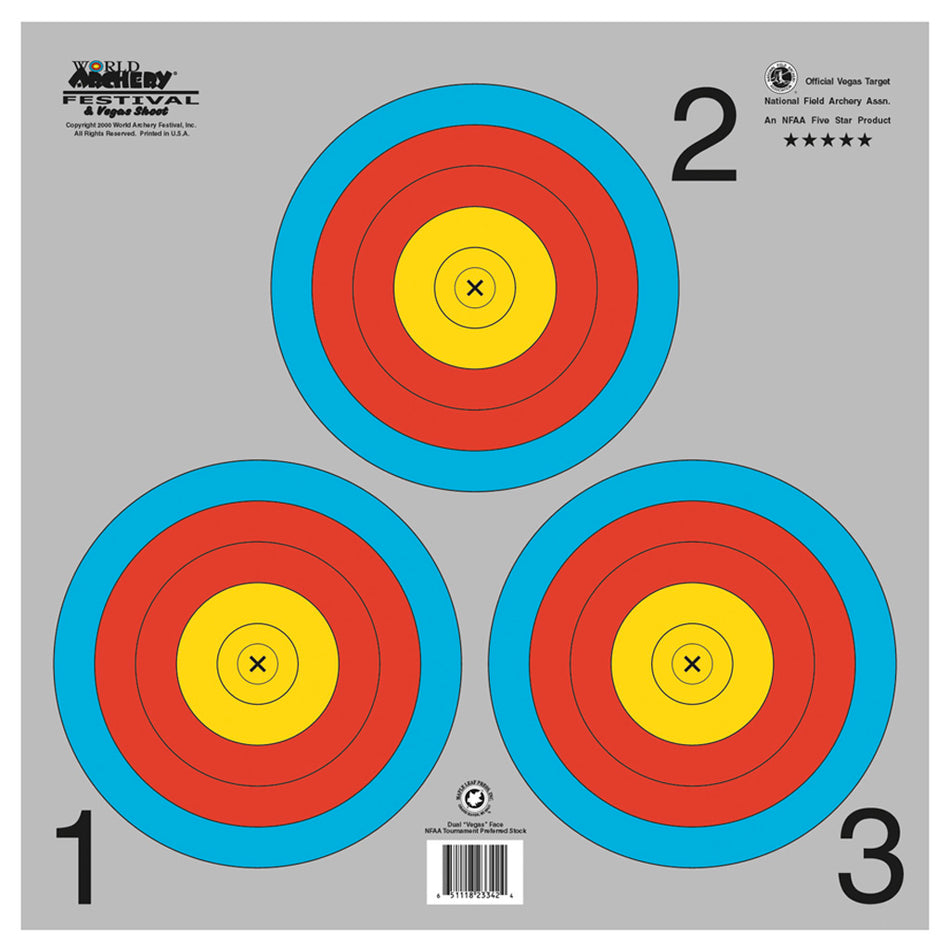 Maple Leaf Vegas 3-Spot Archery Target Face with Gray Background 100 Pack