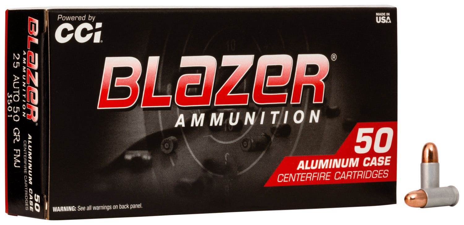 Blazer .25 ACP Aluminum 50 grain Total Metal Jacket ammunition