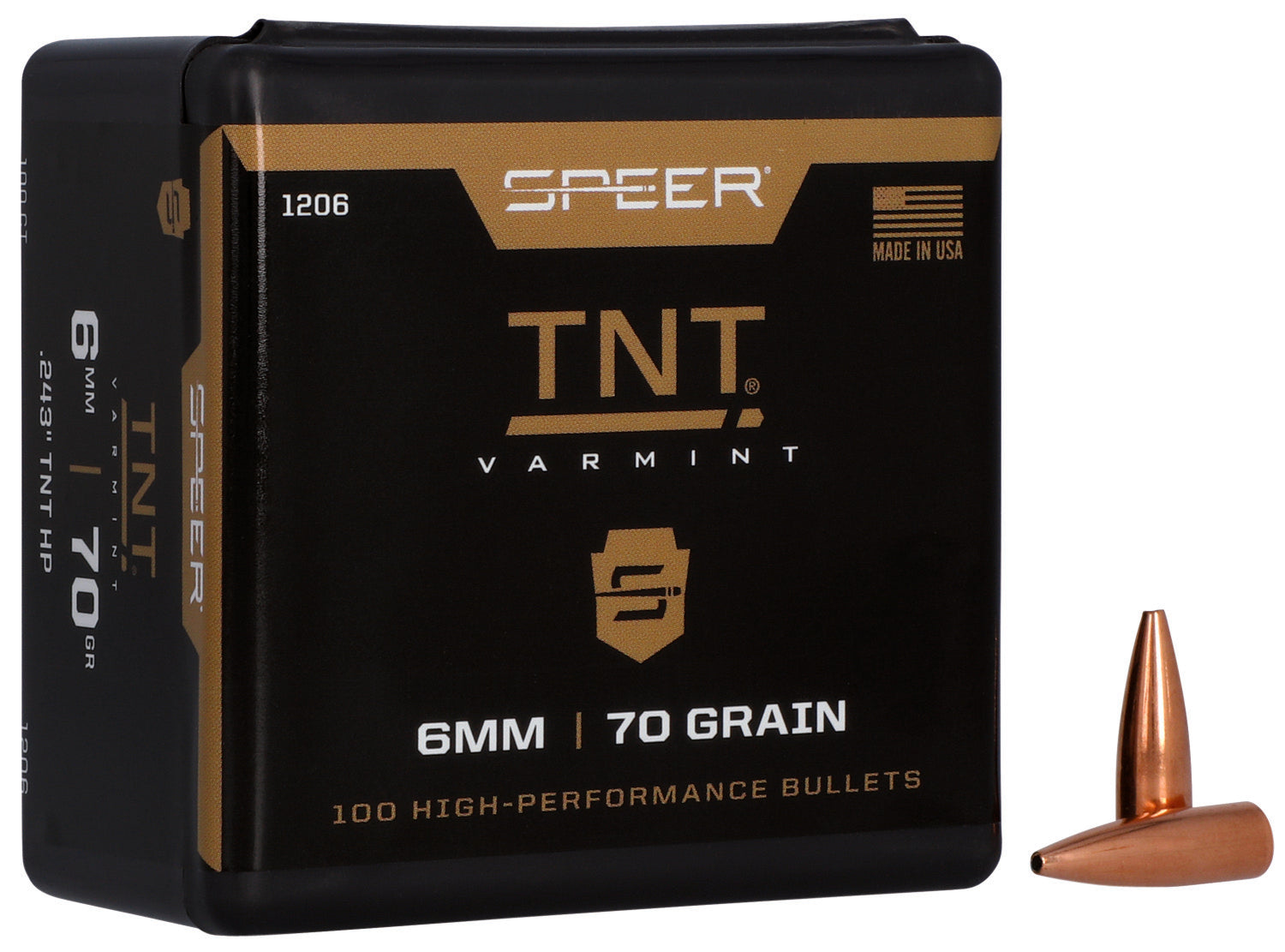 Speer 1206 TNT 6mm 70 Grain JHP Varmint Reloading Bullets 100/Box