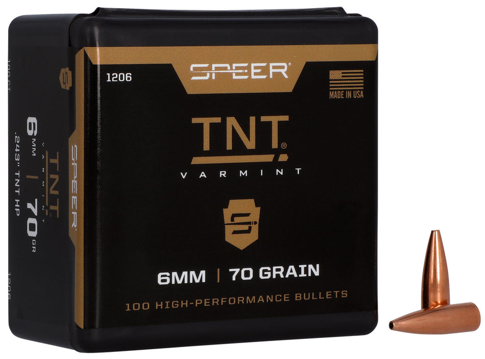 Speer 1206 TNT 6mm 70 Grain JHP Varmint Reloading Bullets 100/Box