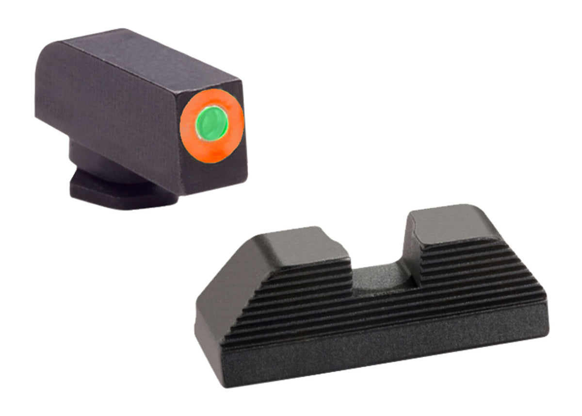 AmeriGlo GL436 Protector Tritium Sight Set Glock 42/43/43X/48 - Green/Orange Front Black Rear