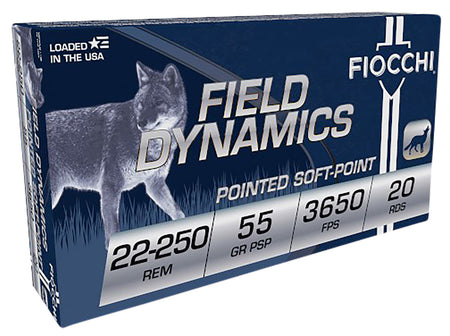 Fiocchi Field Dynamics Pointed Soft Point 55 Grain .22-250 Remington 3650 fps 762344707433