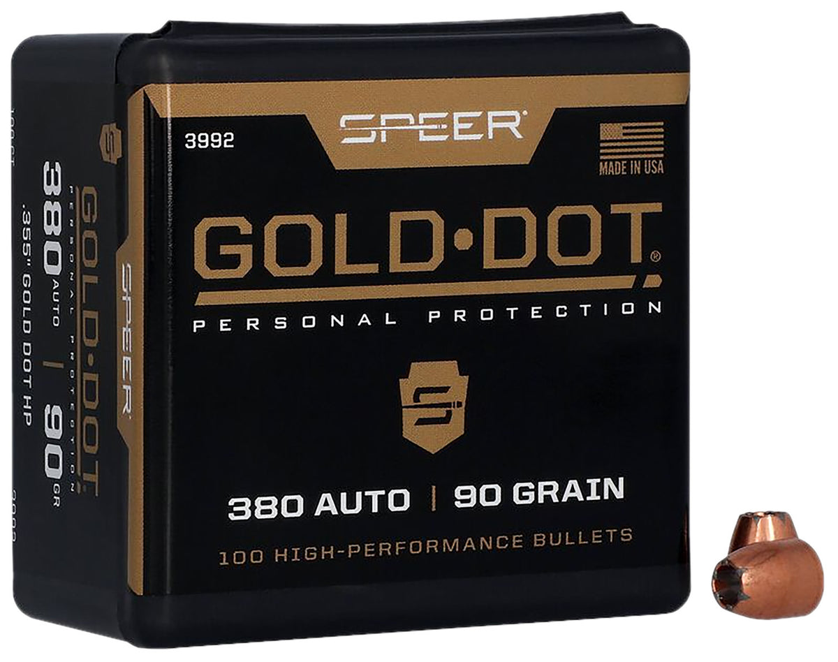 Speer Gold Dot Personal Protection 9mm 90 Grain HP Reloading Bullets 100/Box