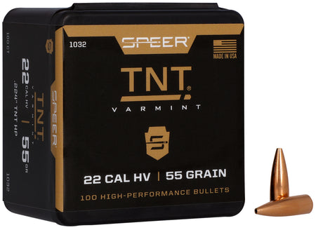 Speer TNT .22 Caliber 55 Grain JHP Varmint Reloading Bullets 100/Box