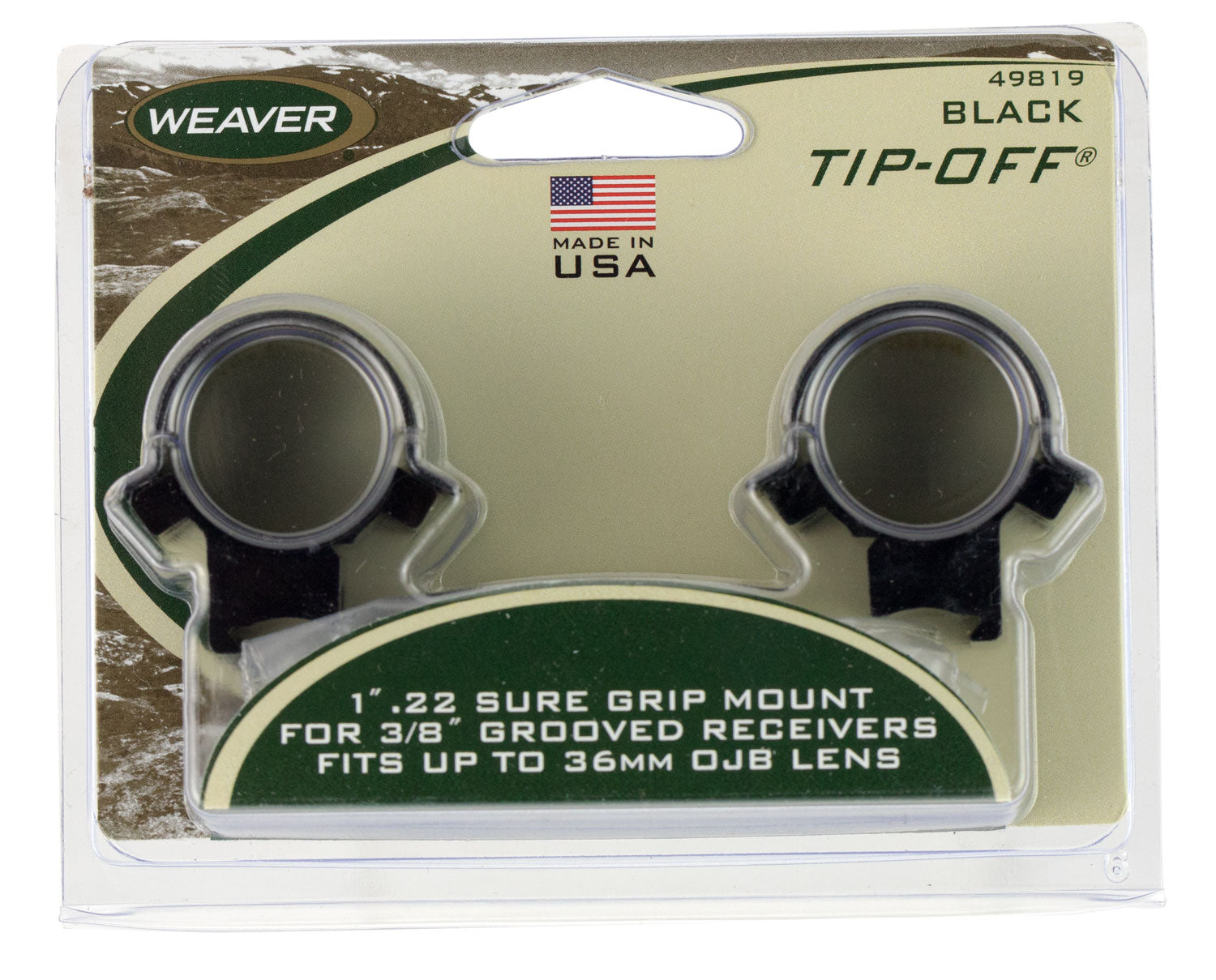 Weaver 49819 .22 Tip-Off Rings Steel Cap Black 1"