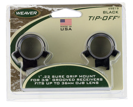 Weaver 49819 .22 Tip-Off Rings Steel Cap Black 1"